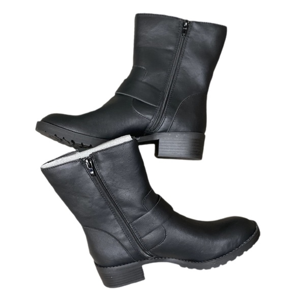 Cap Toe Mid-Calf Round Toe Block Heel Boots NWB! - Picture 14 of 16